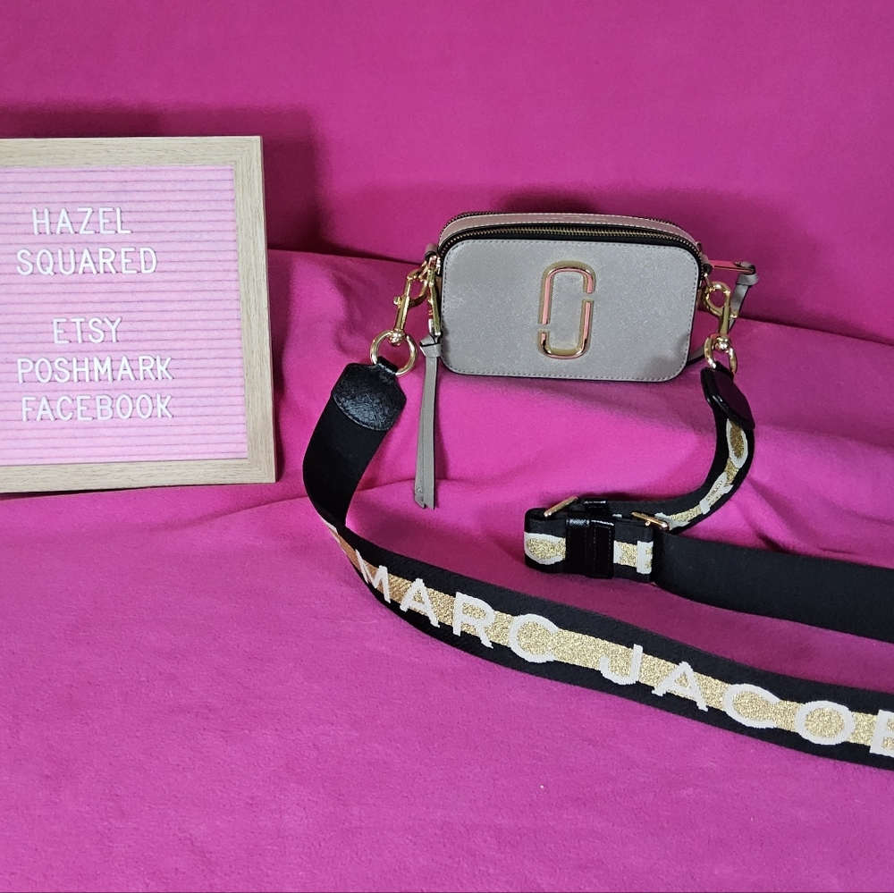 Marc Jacobs Taupe and Black Snap Shot Crossbody Bag